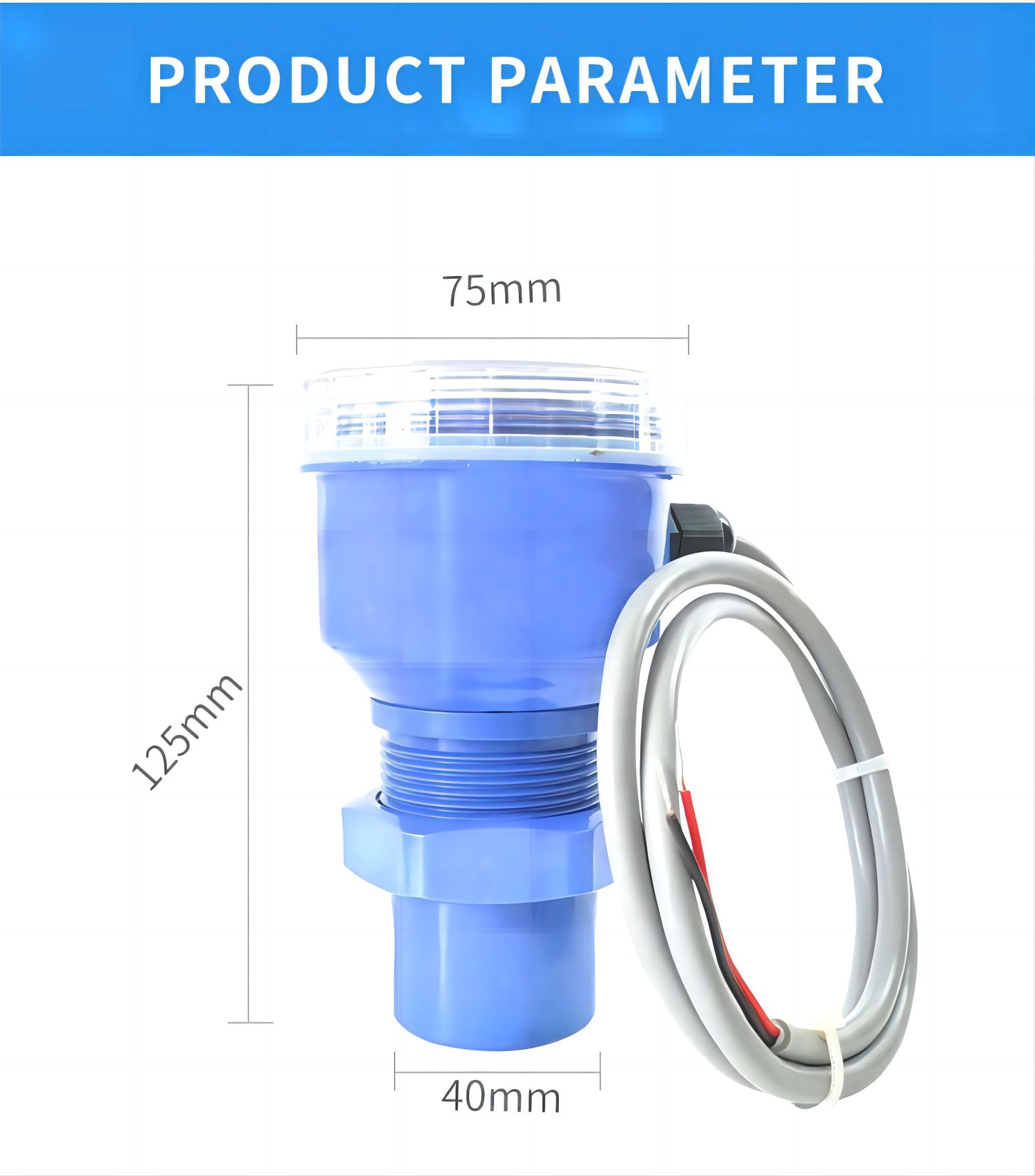 Compact ultrasonic liquid level gauge size