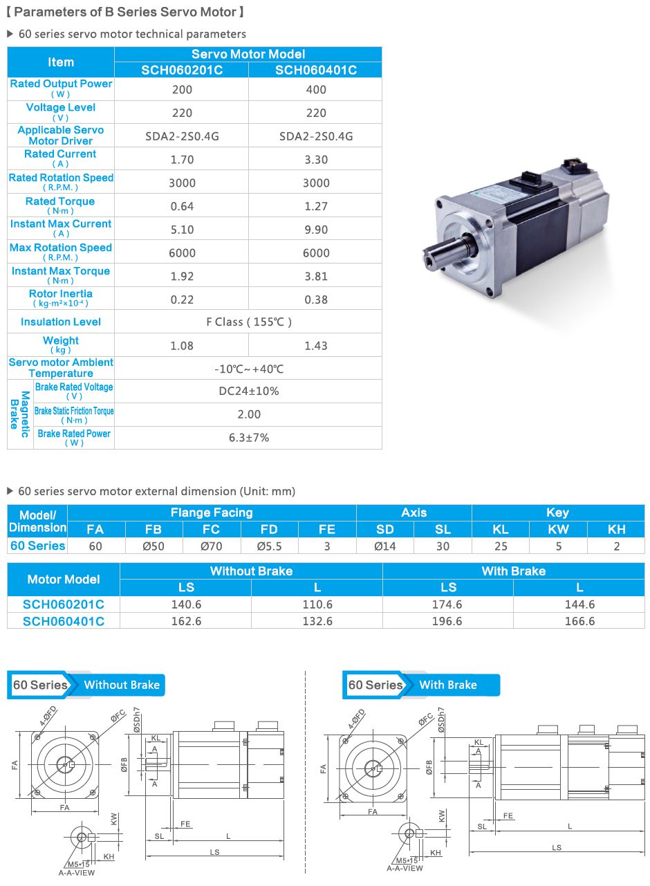 Optional Accessories SCH060201C Servo Motor Model