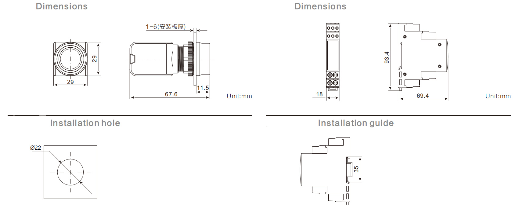 JH-WS  Dimensions