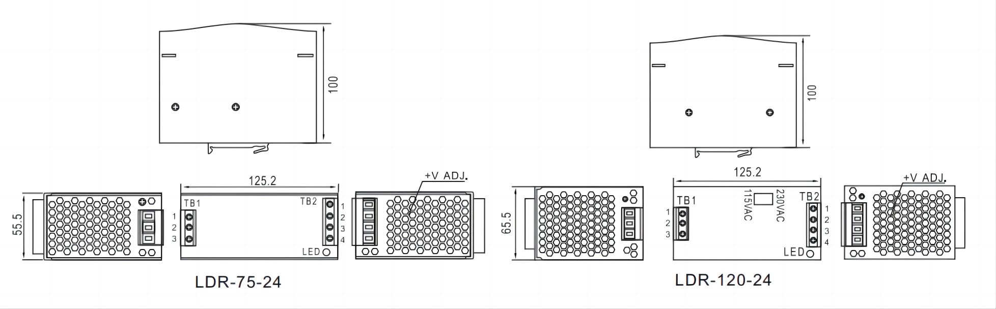 LDR-75-24 lnstallation dimensions