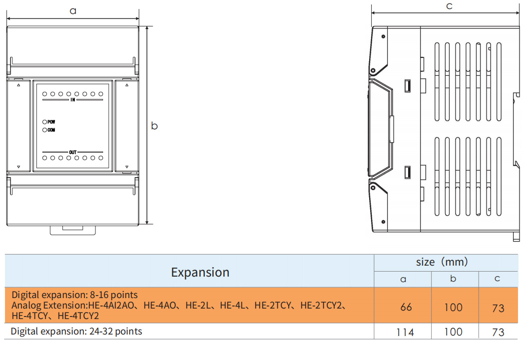 Product Size HE weighing extension